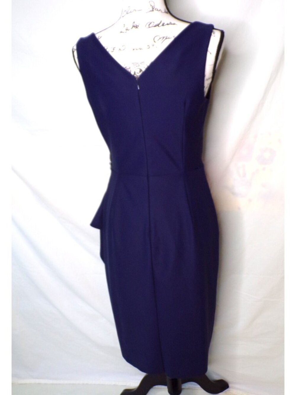 🆕ALEX EVENINGS Side Ruched Cocktail Dress Navy Blue 16 - Picture 8 of 8